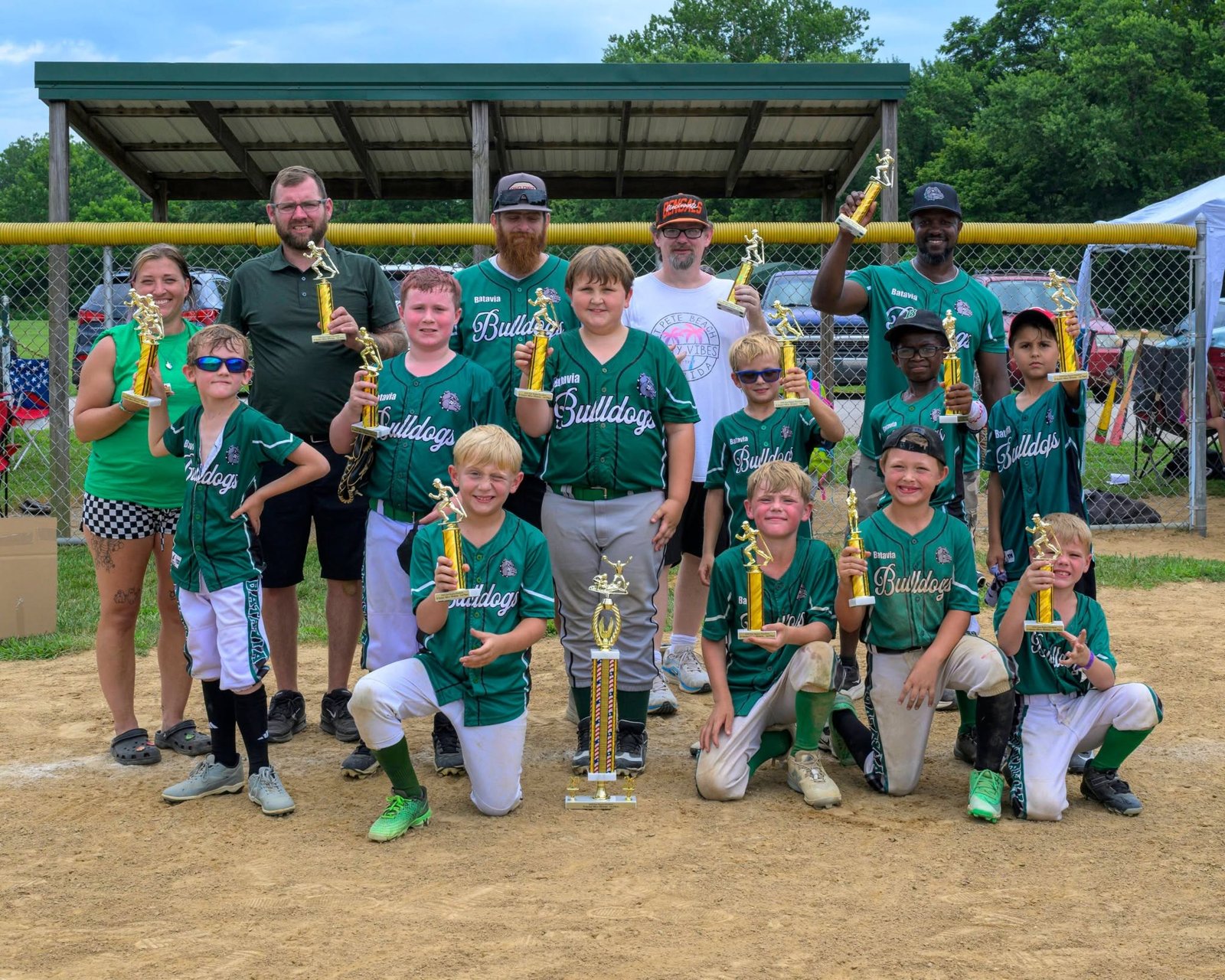 BCRL baseball team with trophies