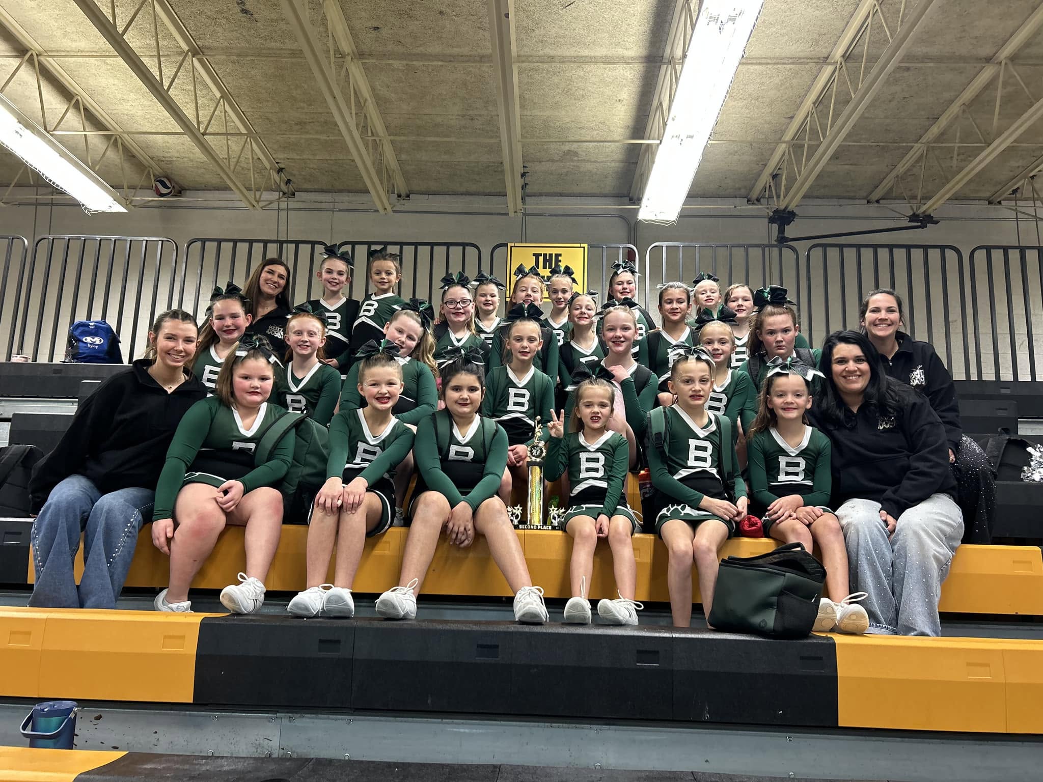 BCRL girls basketball team in the bleachers