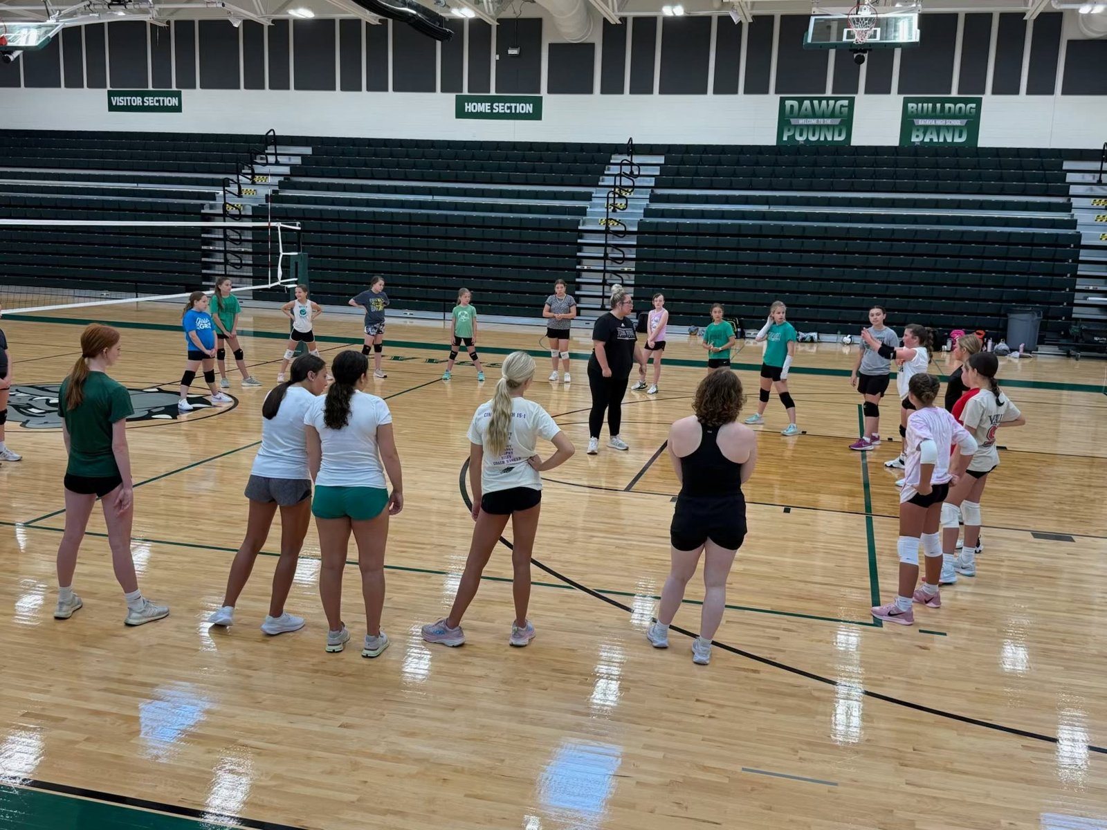 BCRL volleyball practice in the gym