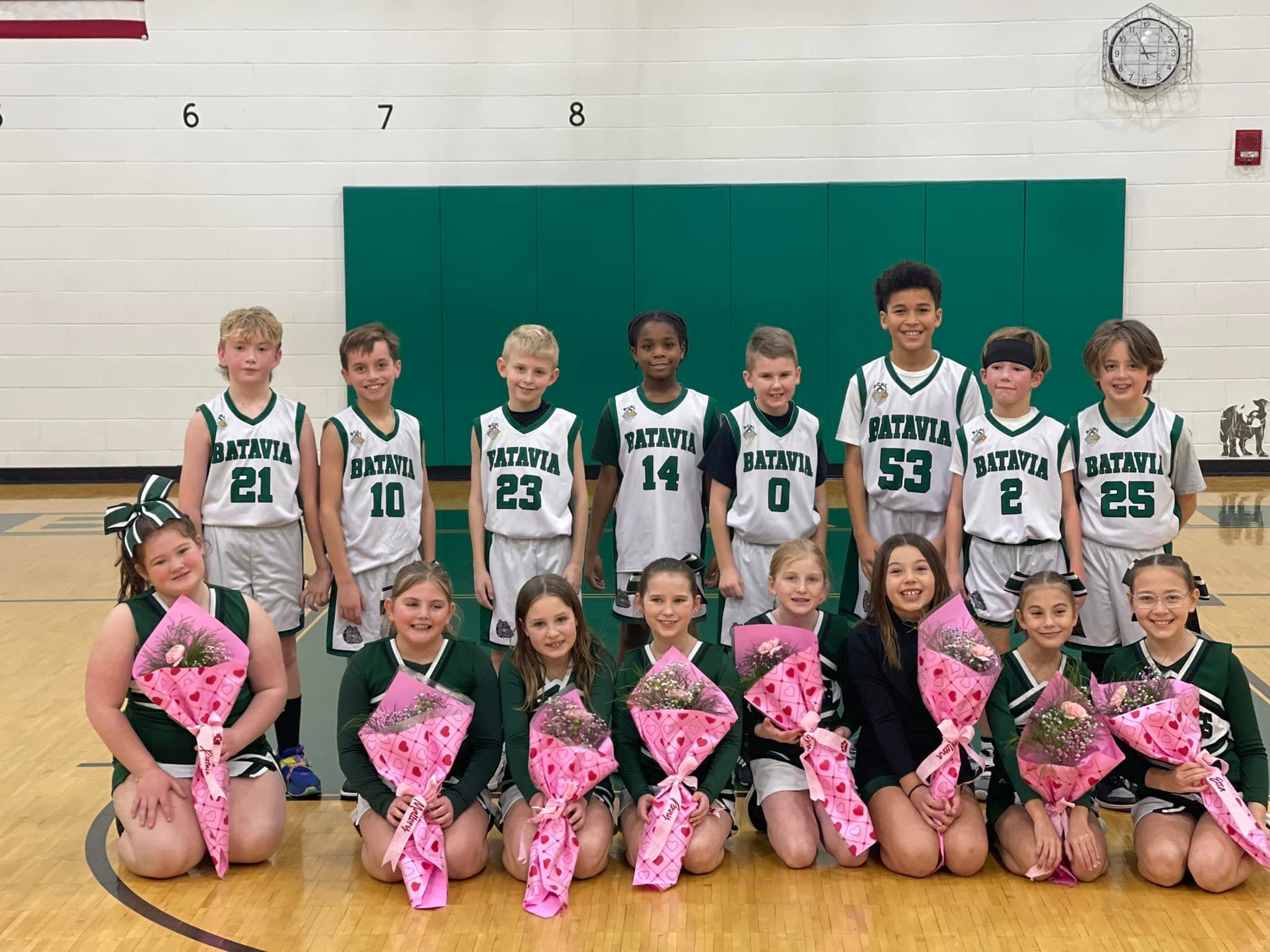 BCRL basketball players and cheerleaders